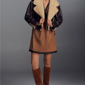 Anthropologie Pilcro Faux leather Sherpa-Lined Brown Jacket